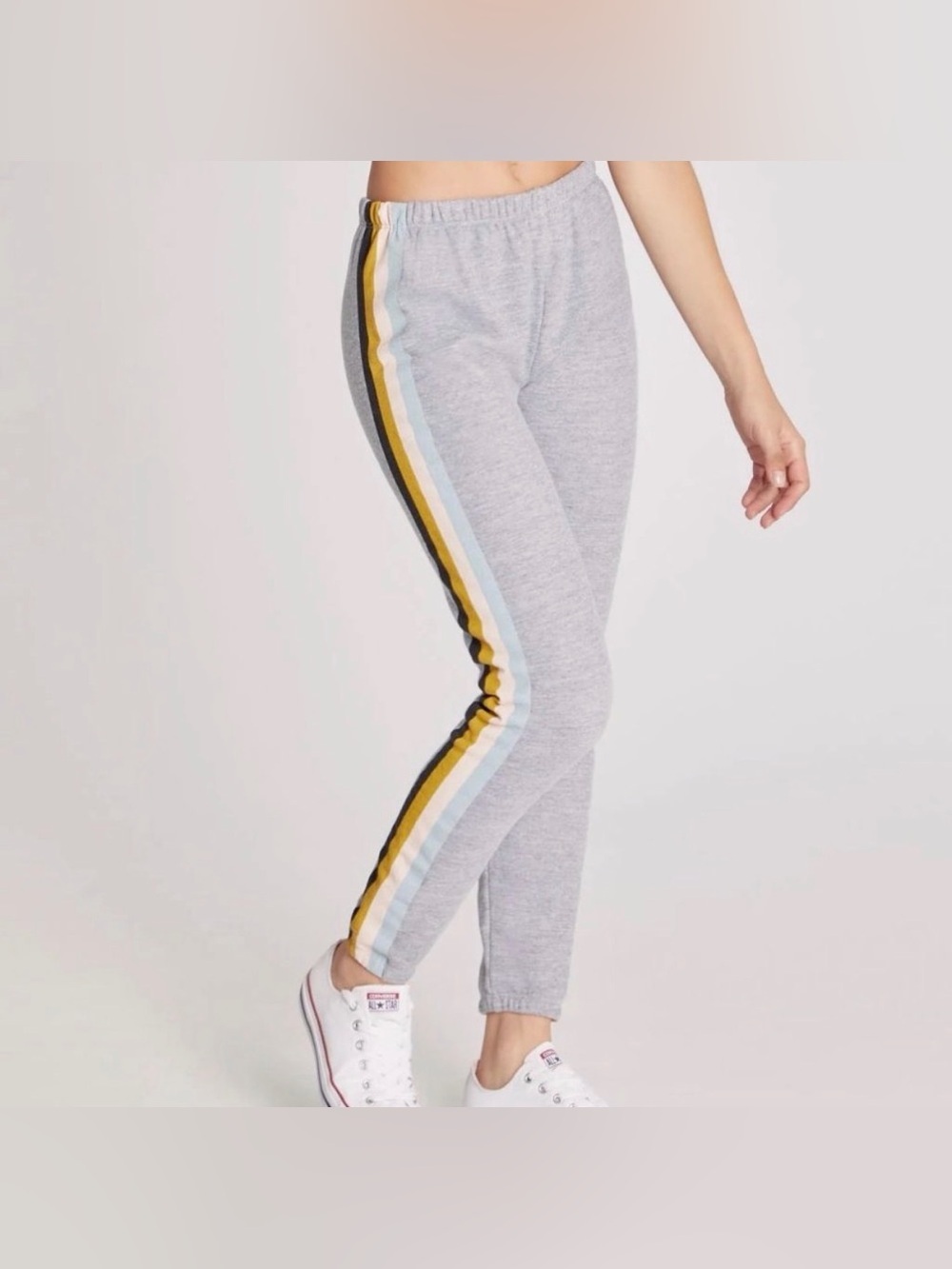 Wildfox Gray Joggers with Retro Side Stripes